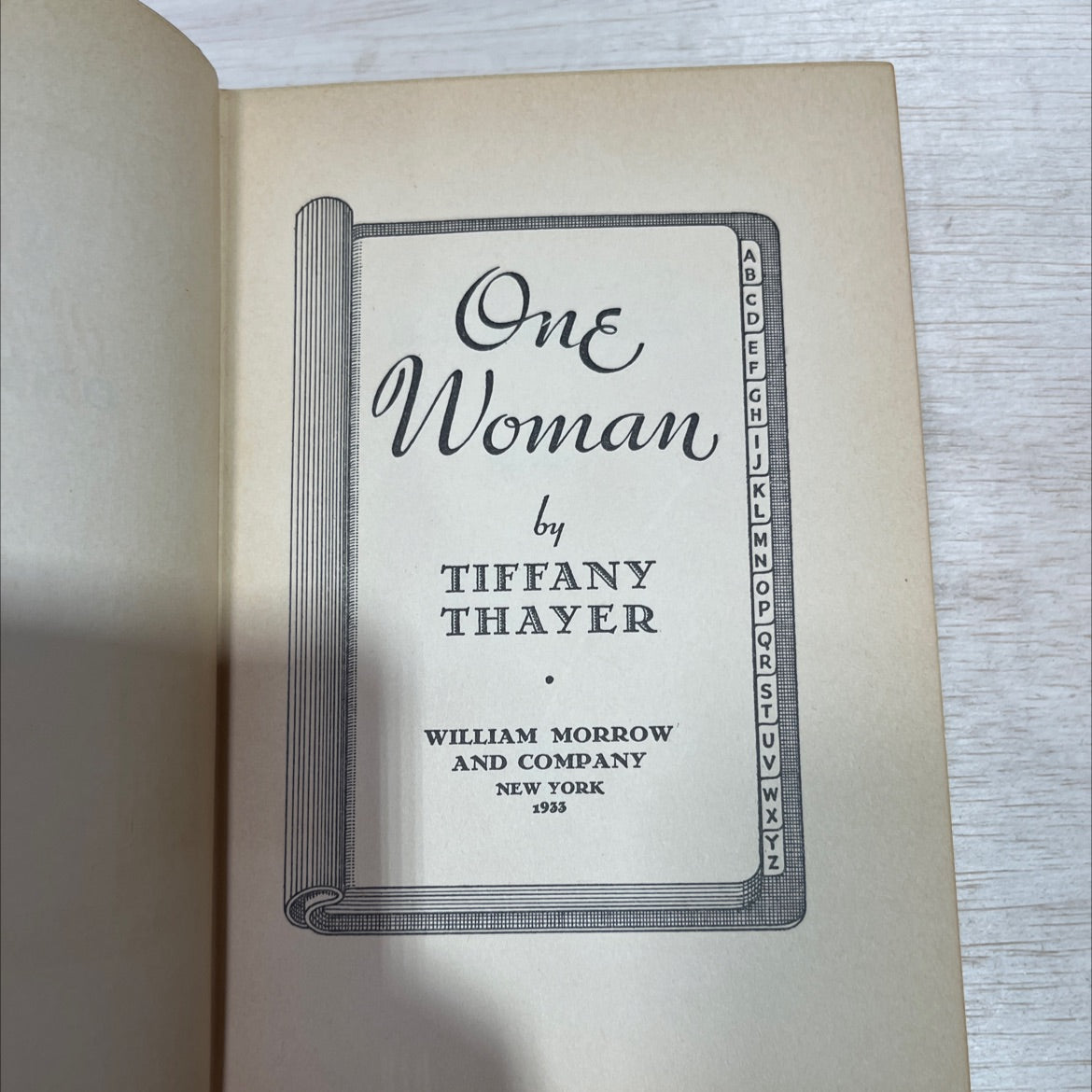 abcdef on in one woman book, by tiffany thayer, 1933 Hardcover image 2