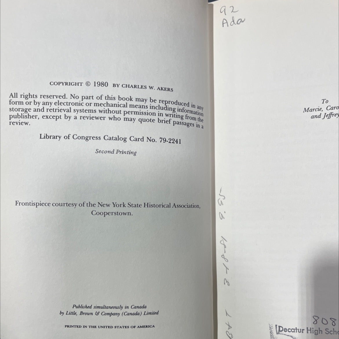 abigail adams an american woman book, by charles w. akers, 1980 Hardcover image 3