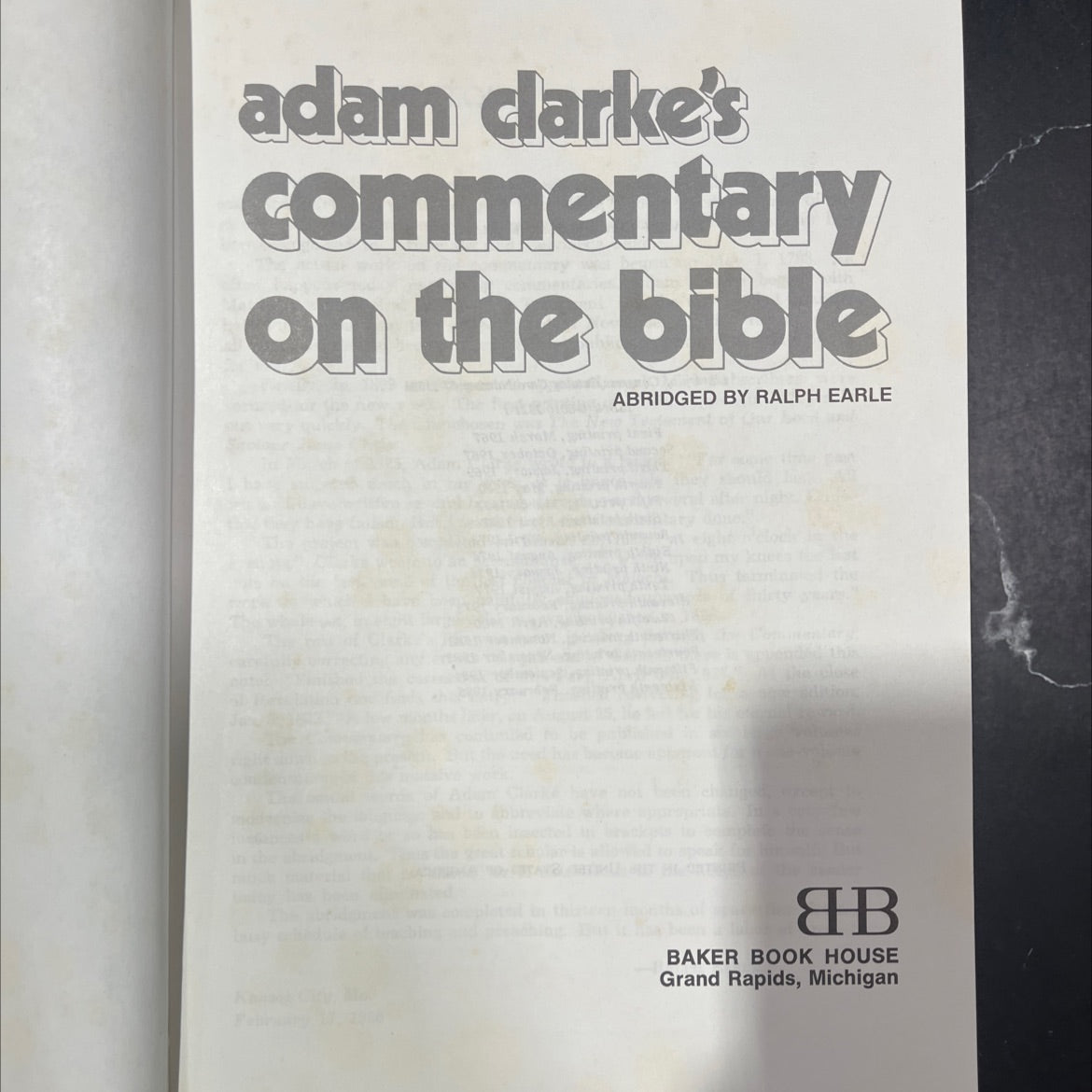 adam clarke's commentary on the bible abridged by ralph earle book, by Ralph Earle, 1985 Hardcover image 2