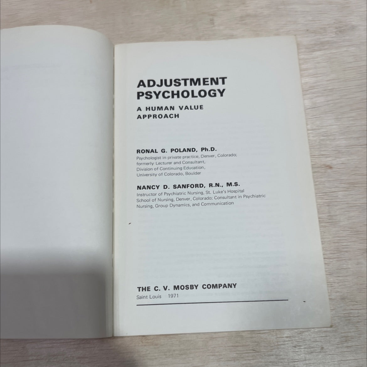 adjustment psychology a human value approach book, by ron g. poland, ph.d. and nancy d. sanford, r.n., m.s., 1971 image 2