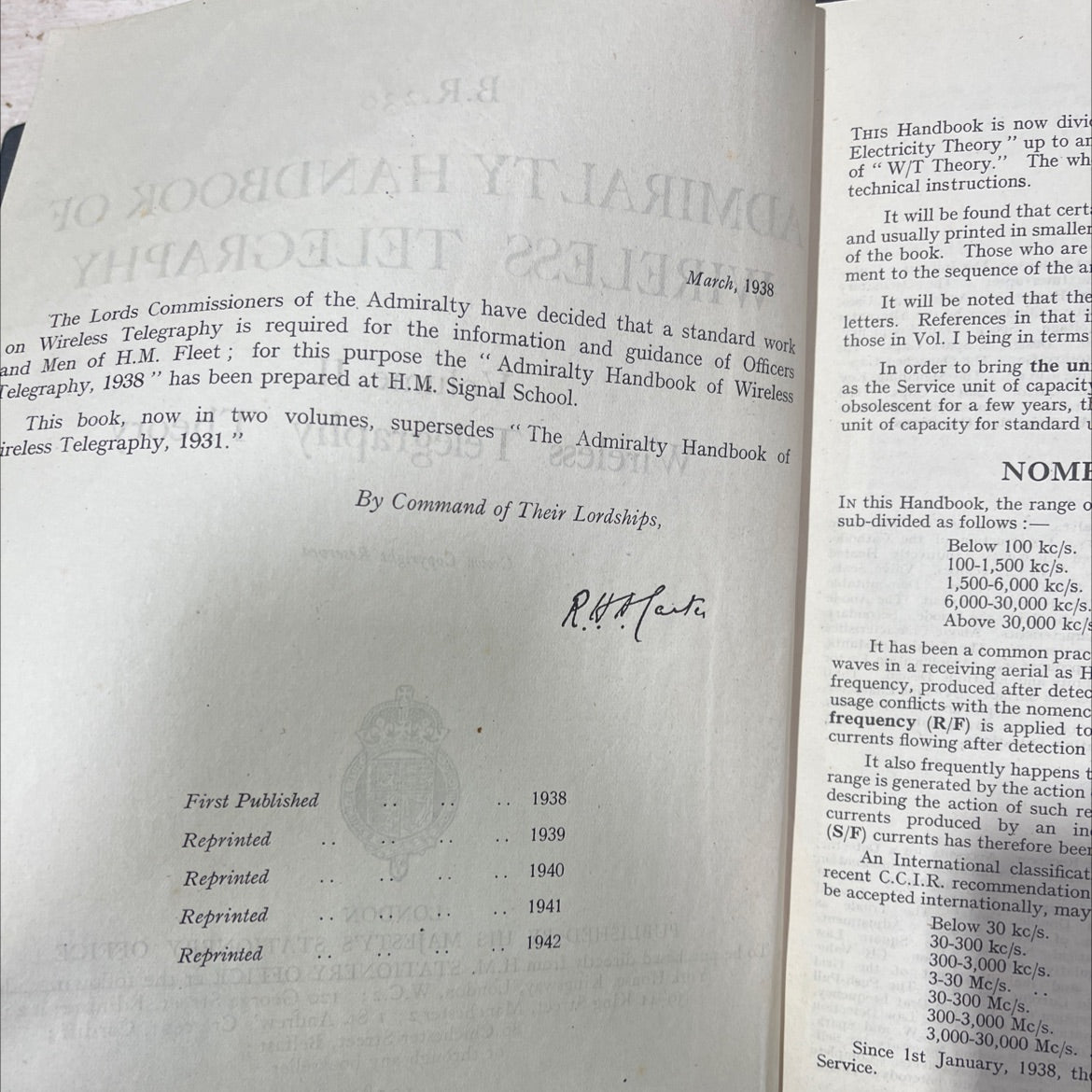 admiralty handbook of wireless telegraphy volume ii wireless telegraphy theory book, by unknown, 1938 Hardcover image 3