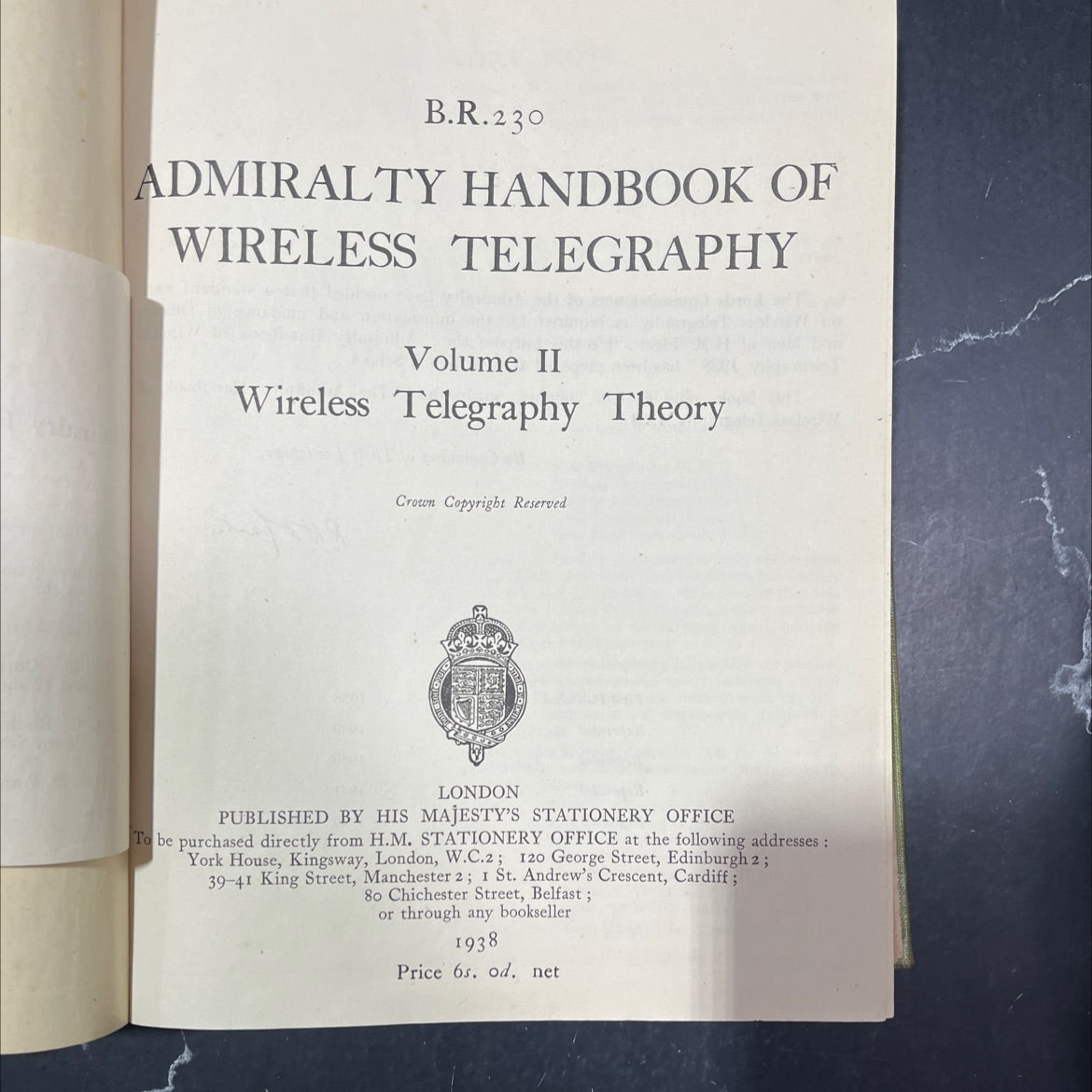 admiralty handbook of wireless telegraphy volume ii wireless telegraphy theory book, by unknown, 1938 Hardcover image 2