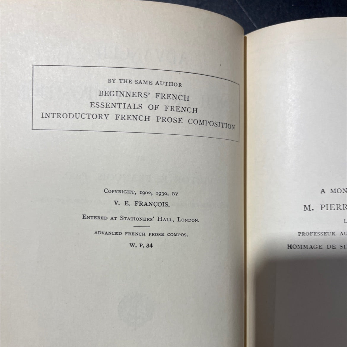 advanced french prose composition book, by victor e. françois, 1930 Hardcover image 3