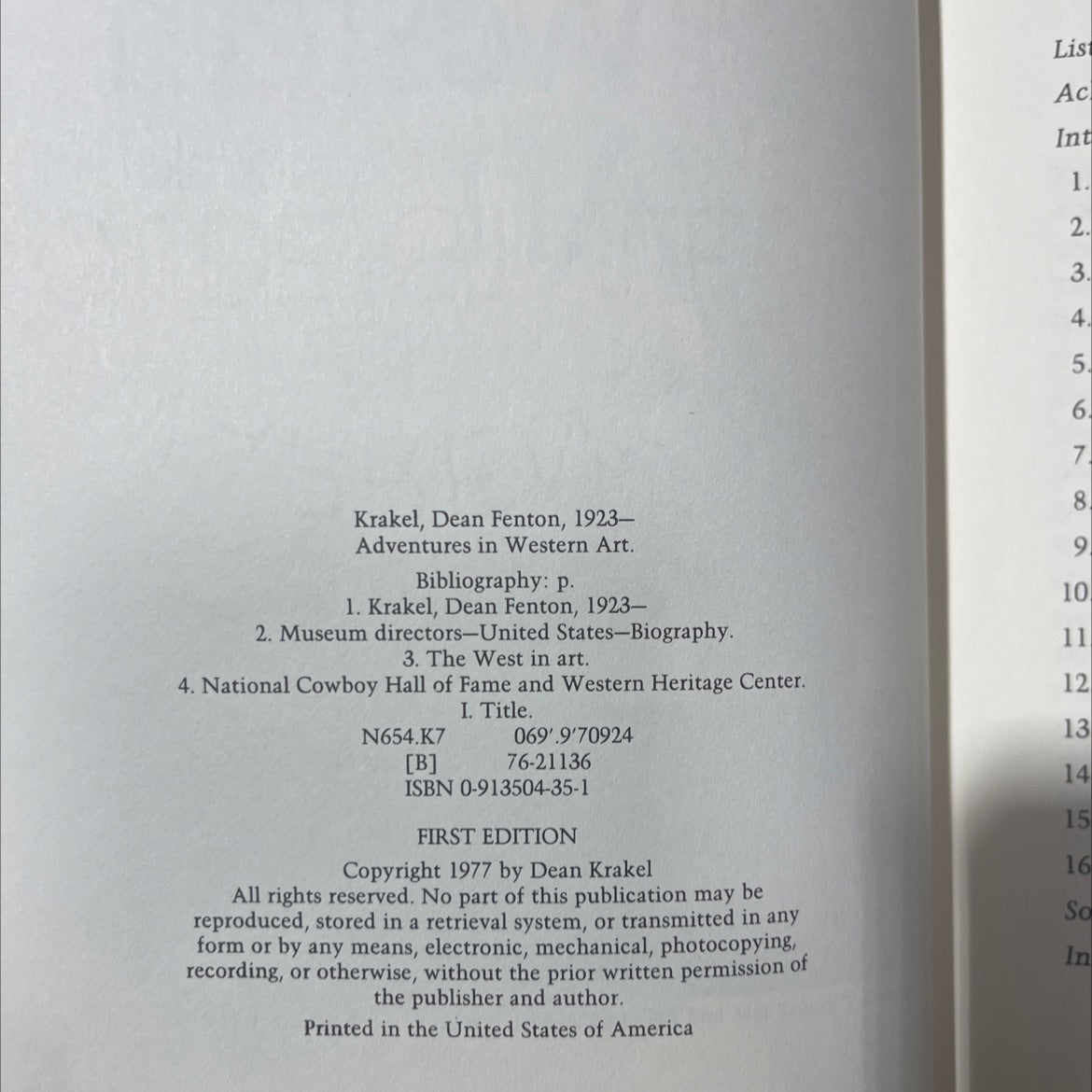 SIGNED adventures in western art book, by Dean Krakel, 1977 Hardcover, First Edition image 3