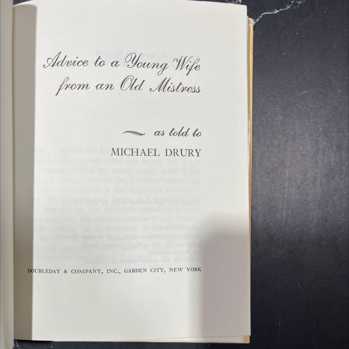 advice to a young wife from an old mistress book, by michael drury, 1970 Hardcover image 2