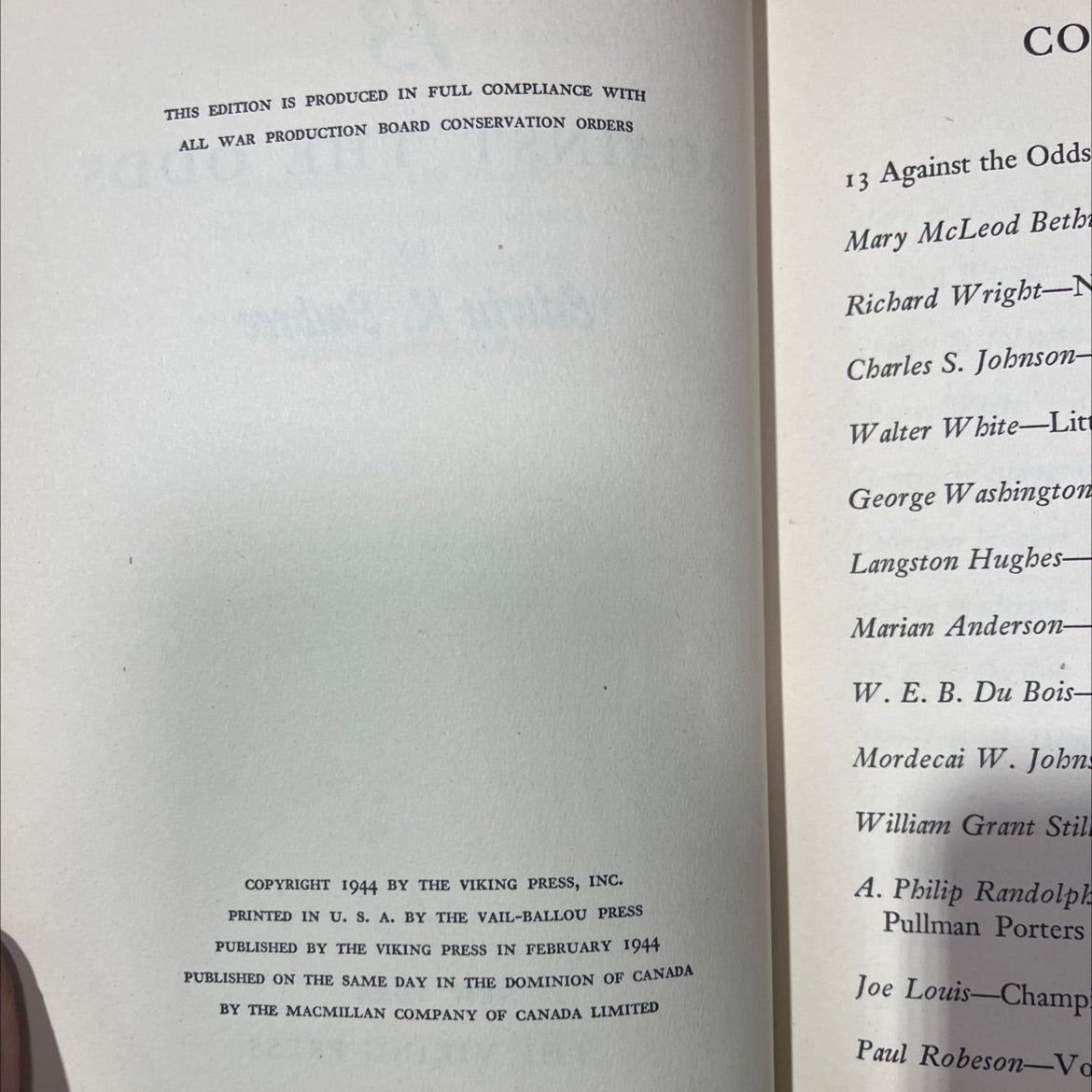 SIGNED against the odds book, by Edwin R. Embree, 1944 Hardcover, First Edition, Rare, Antique image 3