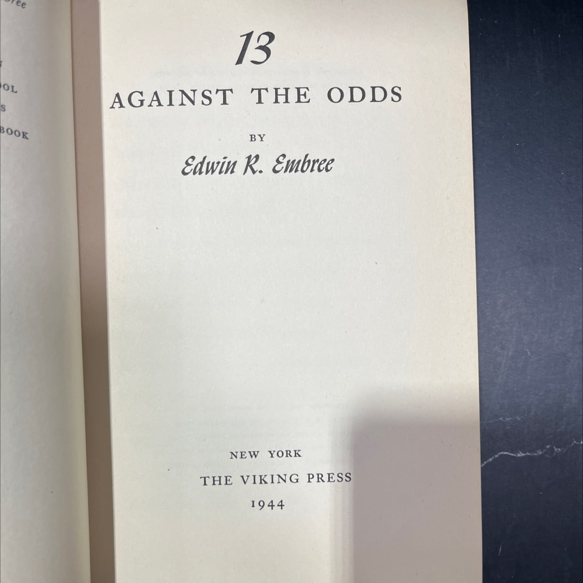 SIGNED against the odds book, by Edwin R. Embree, 1944 Hardcover, First Edition, Rare, Antique image 2