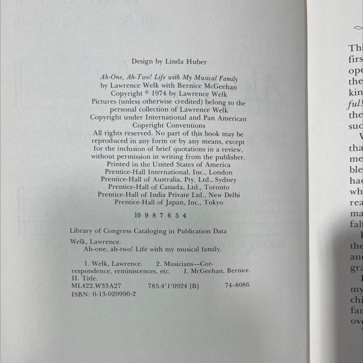 ah-one, ah-two! life with my musical family book, by lawrence welk with bernice mcgeehan, 1974 Hardcover image 3