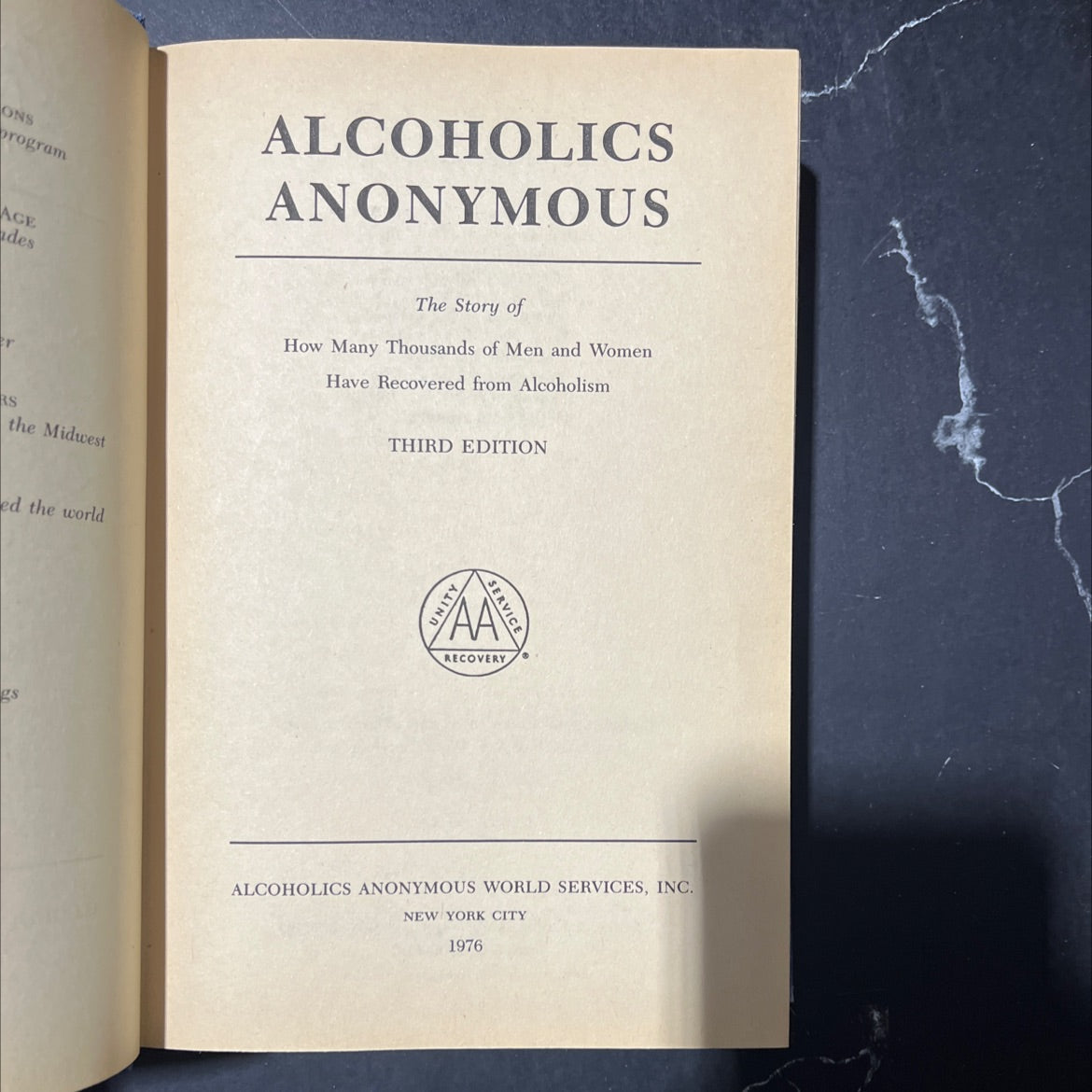 alcoholics anonymous book, by alcoholics anonymous world services, inc., 1976 Hardcover image 2