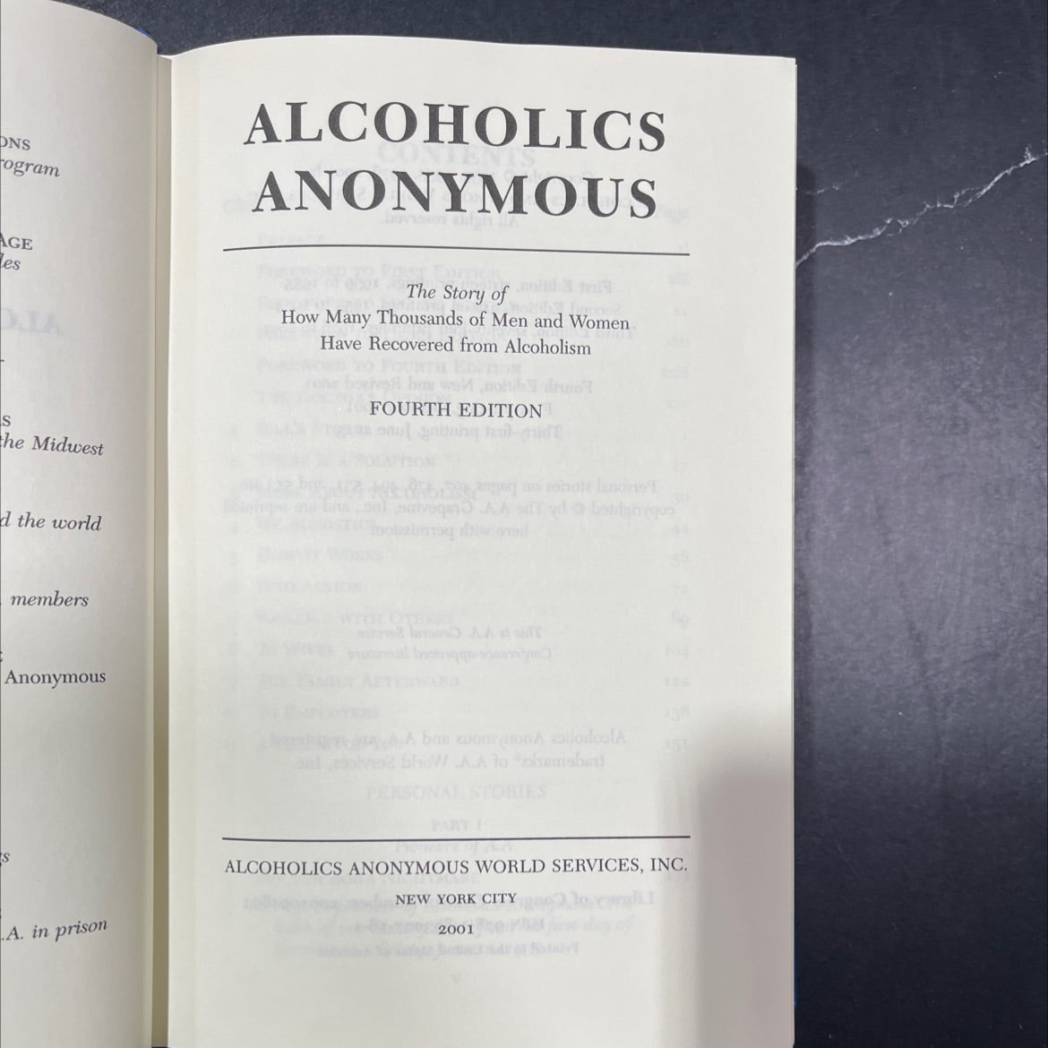 alcoholics anonymous book, by alcoholics anonymous world services, inc., 2001 Hardcover image 2