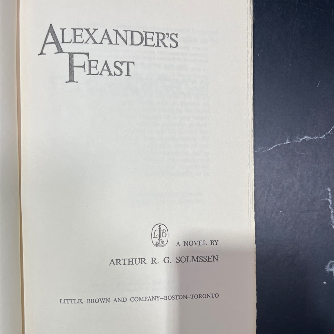 alexander's feast lb a novel book, by arthur r. g. solmssen, 1971 Hardcover image 2