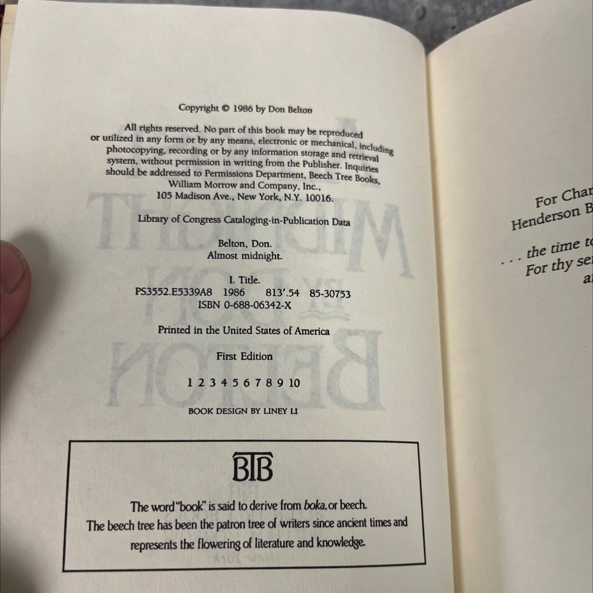 almost midnight book, by don belton, 1986 Hardcover image 3