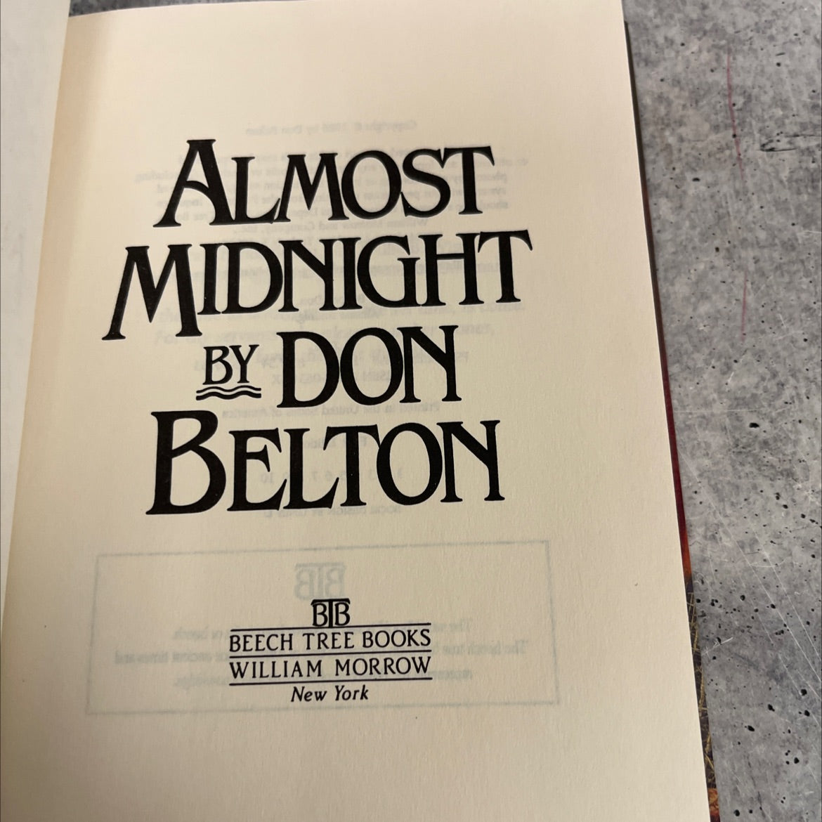 almost midnight book, by don belton, 1986 Hardcover image 2