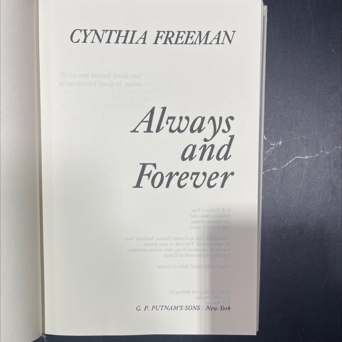 always and forever book, by cynthia freeman, 2002 Hardcover image 2