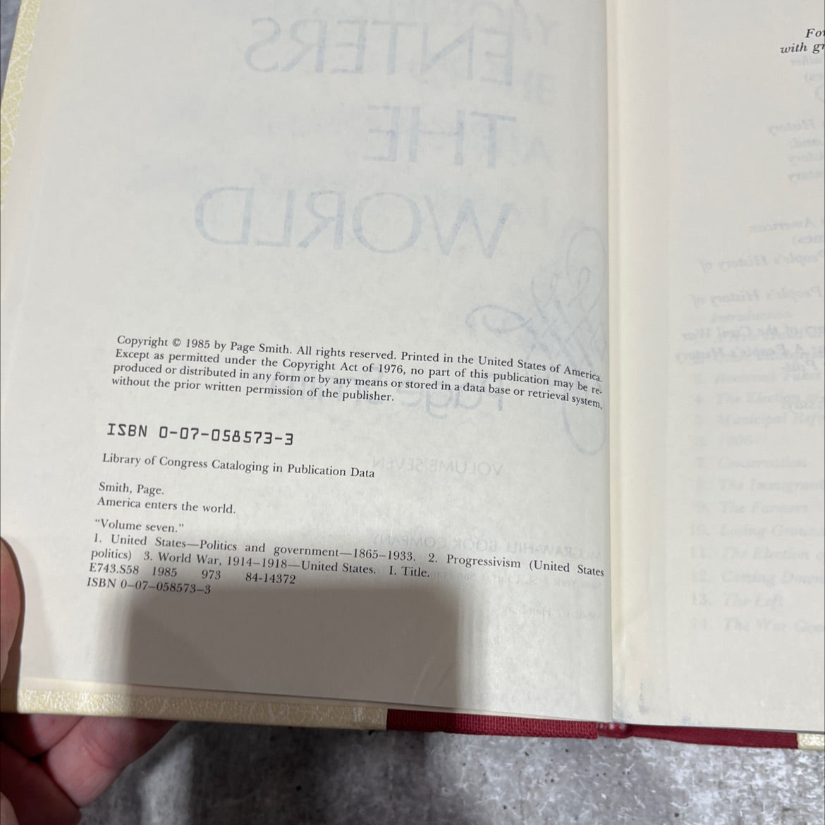 america enters the world book, by Page Smith, 1985 Hardcover image 3