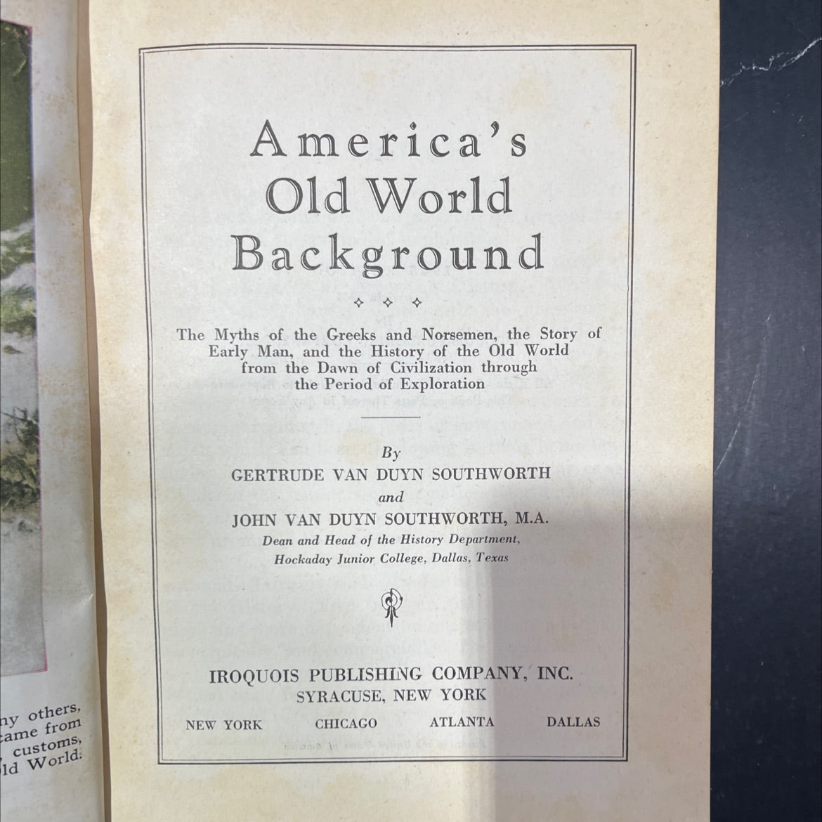 america's old world background book, by gertrude van duyn southworth, john van duyn southworth, 1945 Hardcover image 2