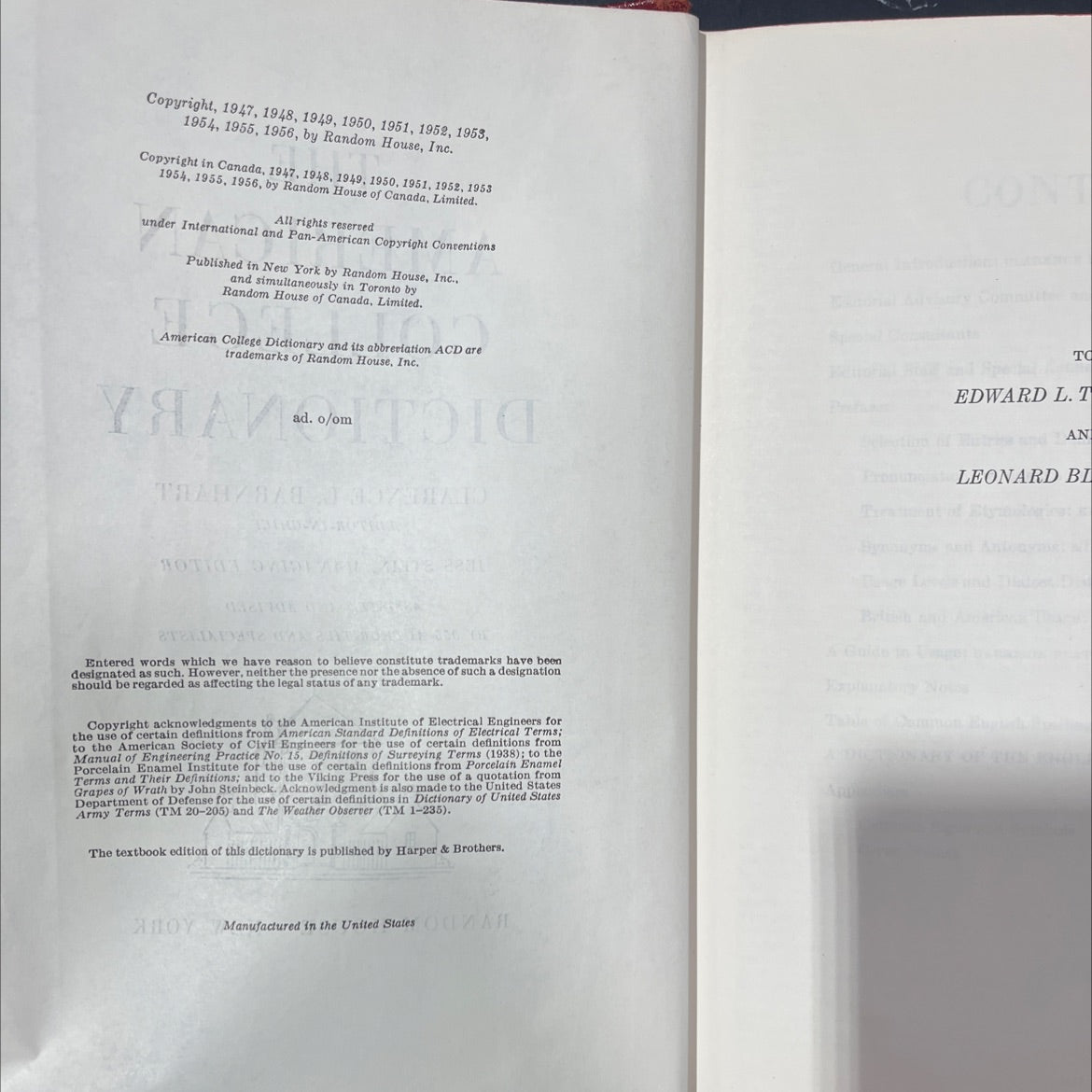 american college dictionary book, by edward l. thorndike, leonard bloomfield, clarence l. barnhart, 1956 Hardcover image 3