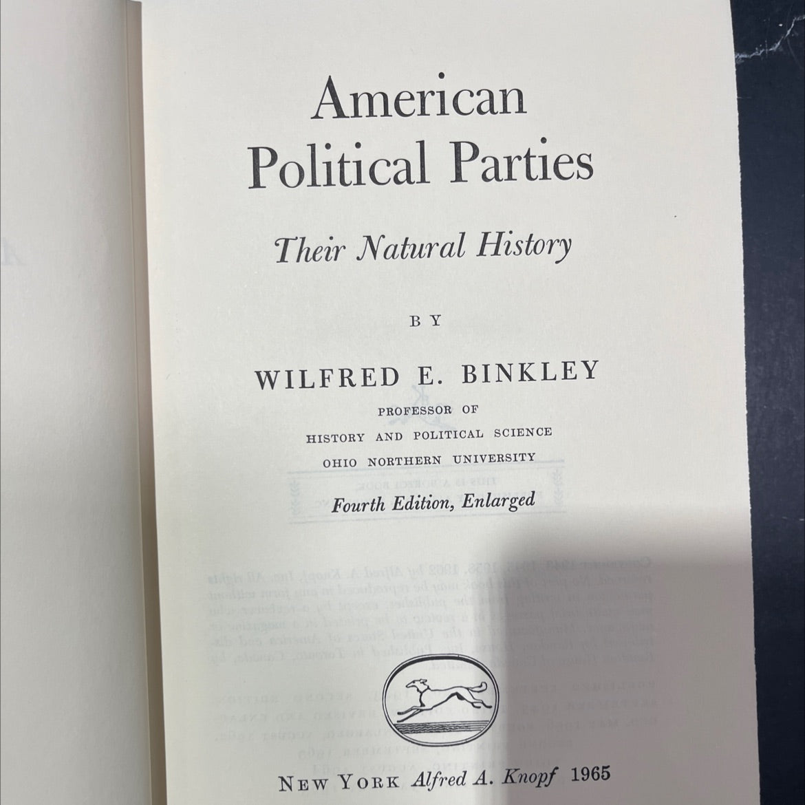 american political parties their natural history book, by wilfred e. binkley, 2008 Hardcover image 2