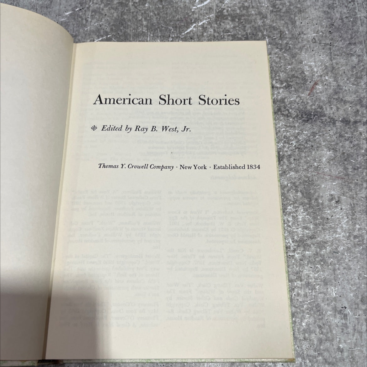 american short stories book, by ray b. west, jr., 1959 Hardcover image 2