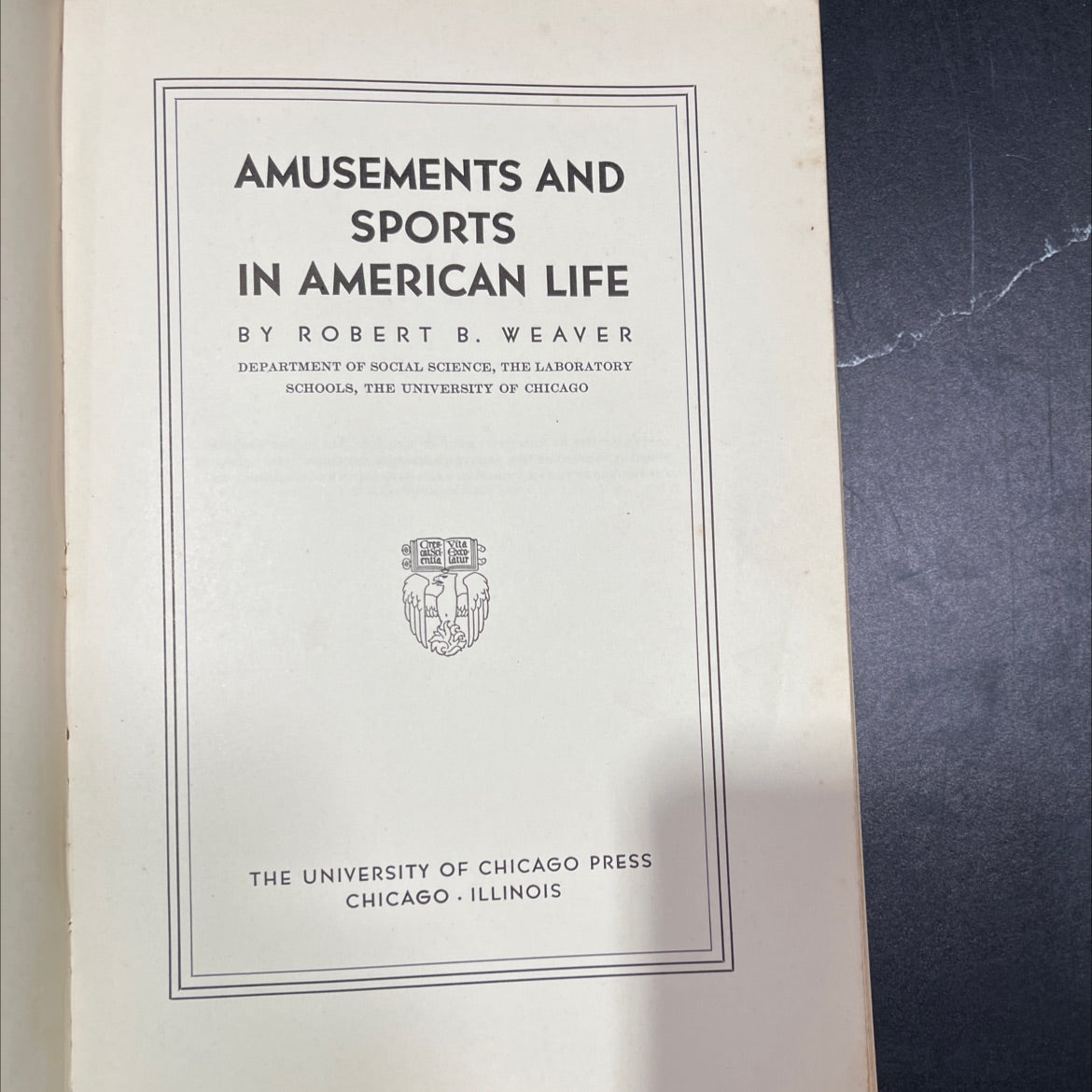 amusements and sports in american life book, by robert b. weaver, 1939 Paperback, Antique image 2