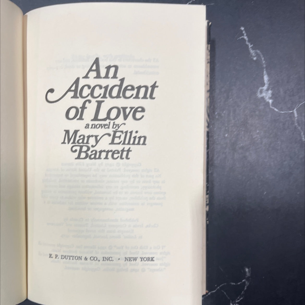 an accident of love book, by mary ellin barrett, 1973 Hardcover image 2