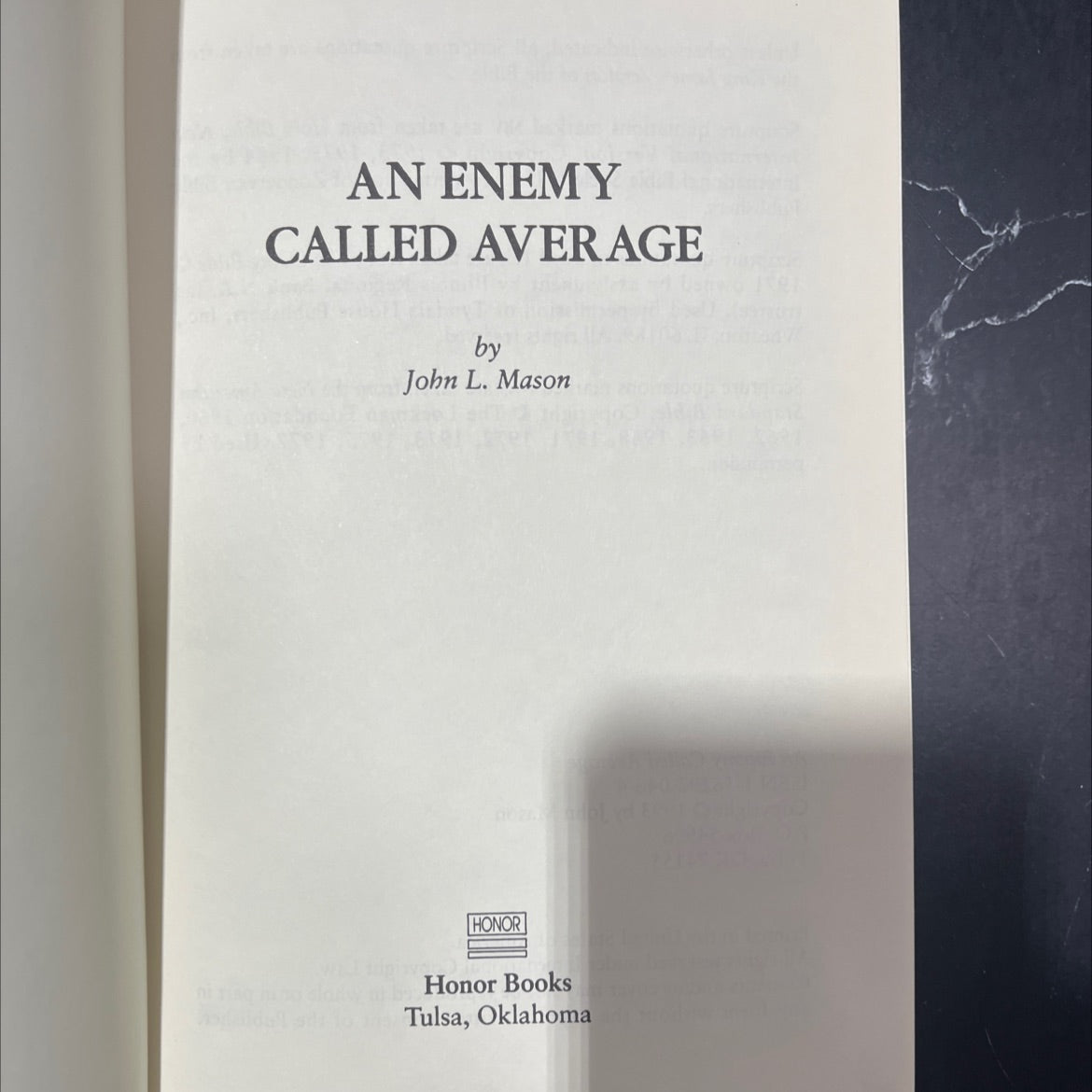 an enemy called average book, by John L. Mason, 1993 Hardcover image 2