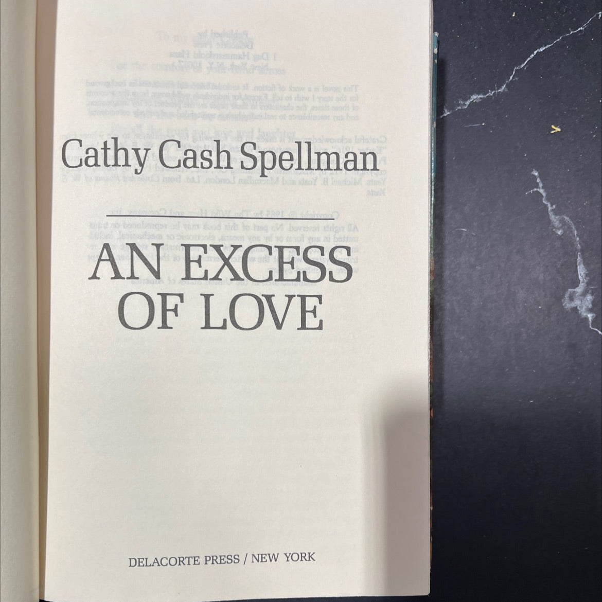 an excess of love book, by cathy cash spellman, 1985 Hardcover image 2