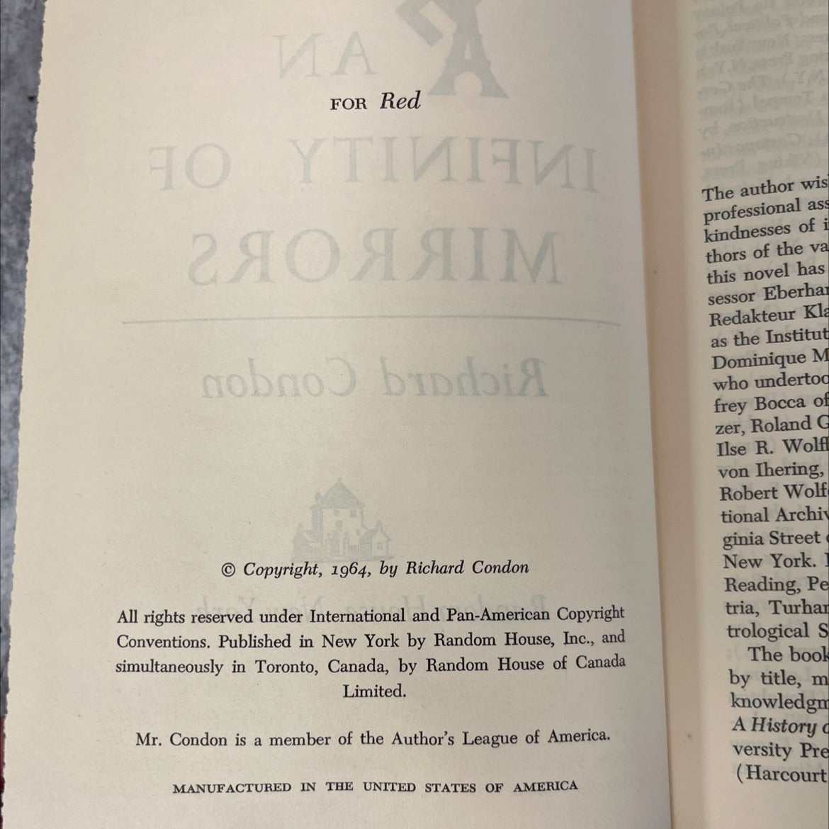an infinity of mirrors book, by richard condon, 1964 Hardcover, Vintage image 3