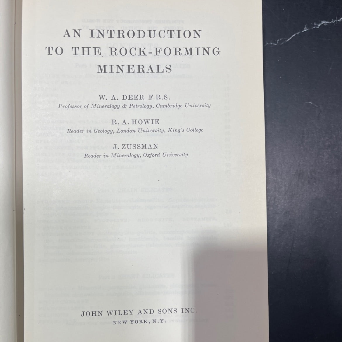 an introduction to the rock-forming minerals book, by w. a. deer, r. a. howie, j. zussman, 1967 Hardcover image 2