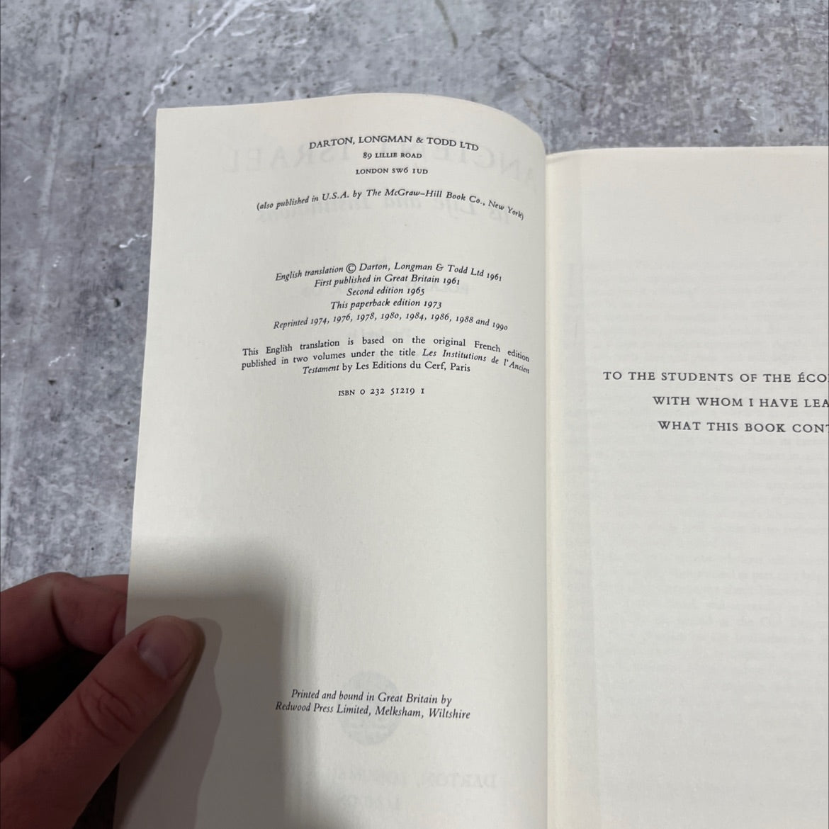 ancient israel its life and institutions book, by roland de vaux, 1990 Paperback image 3