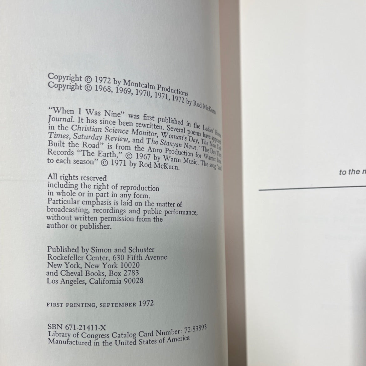and to each season book, by Rod McKuen, 1972 Hardcover image 3
