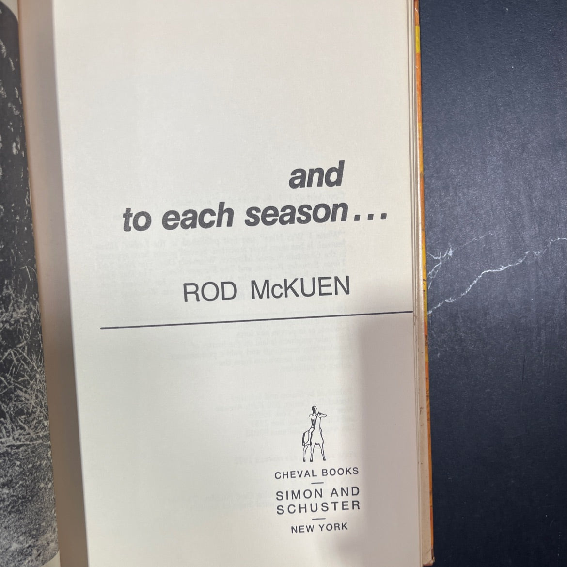 and to each season book, by Rod McKuen, 1972 Hardcover image 2