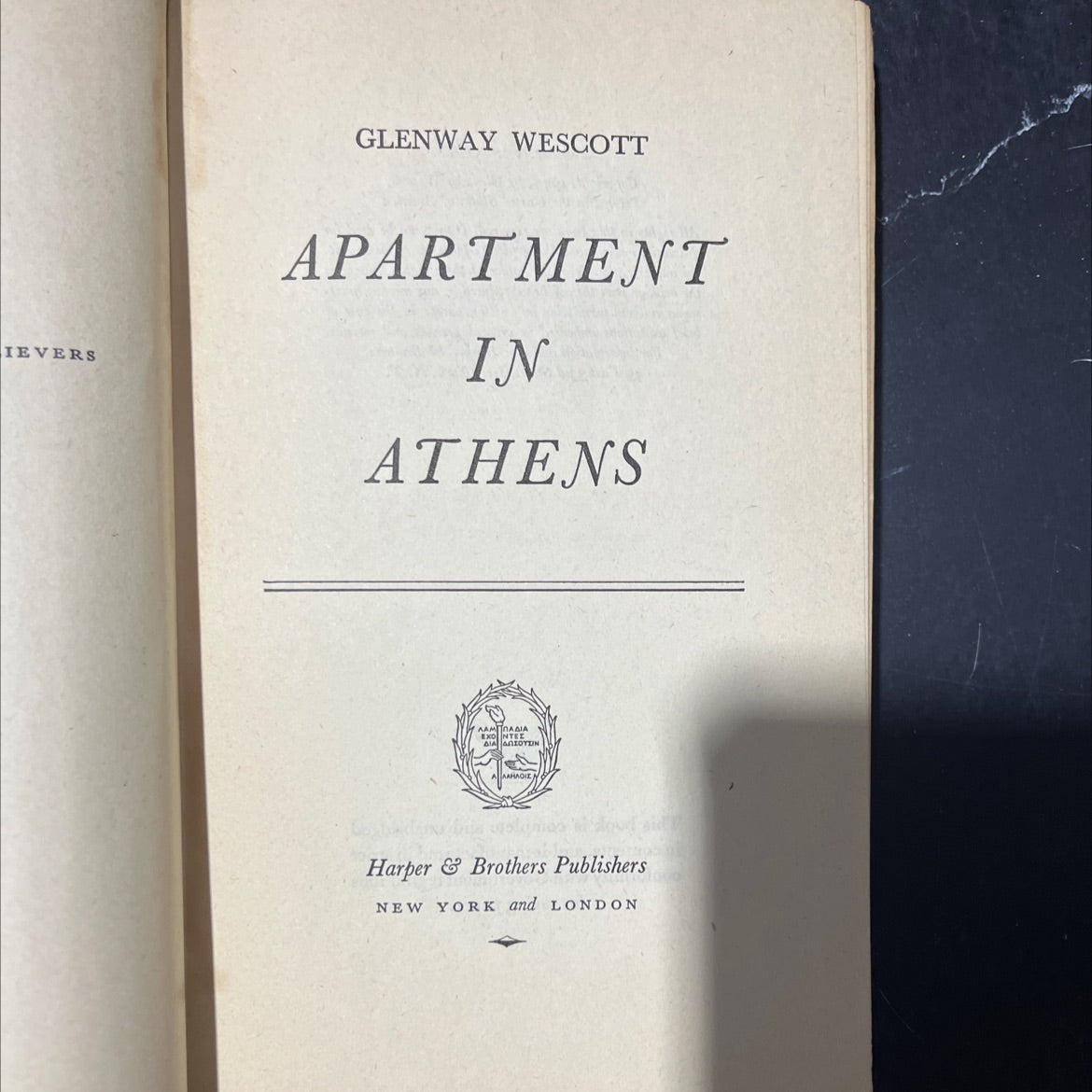 apartment in athens book, by glenway wescott, 1945 Hardcover image 2