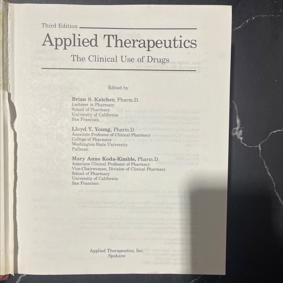 applied therapeutics the clinical use of drugs book, by brian s. katcher, pharm.d., lloyd y. young, pharm.d., mary anne image 2