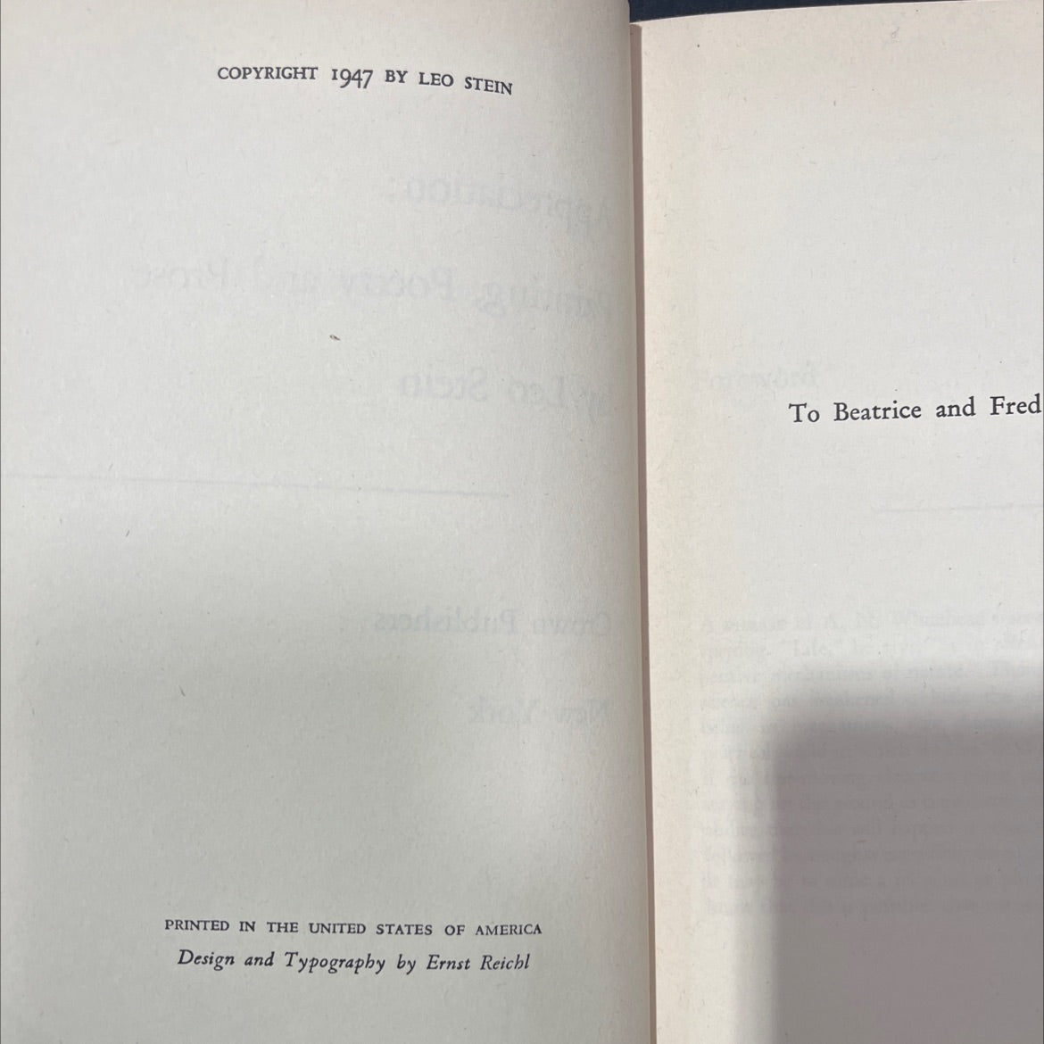 appreciation: painting, poetry and prose book, by leo stein, 1947 Hardcover image 3