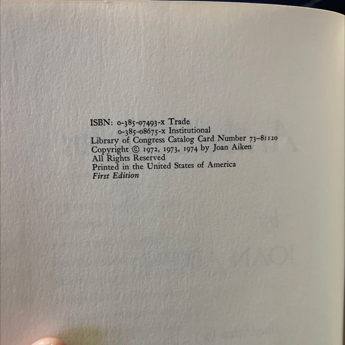 arabel's raven book, by joan aiken, 1974 Hardcover image 3