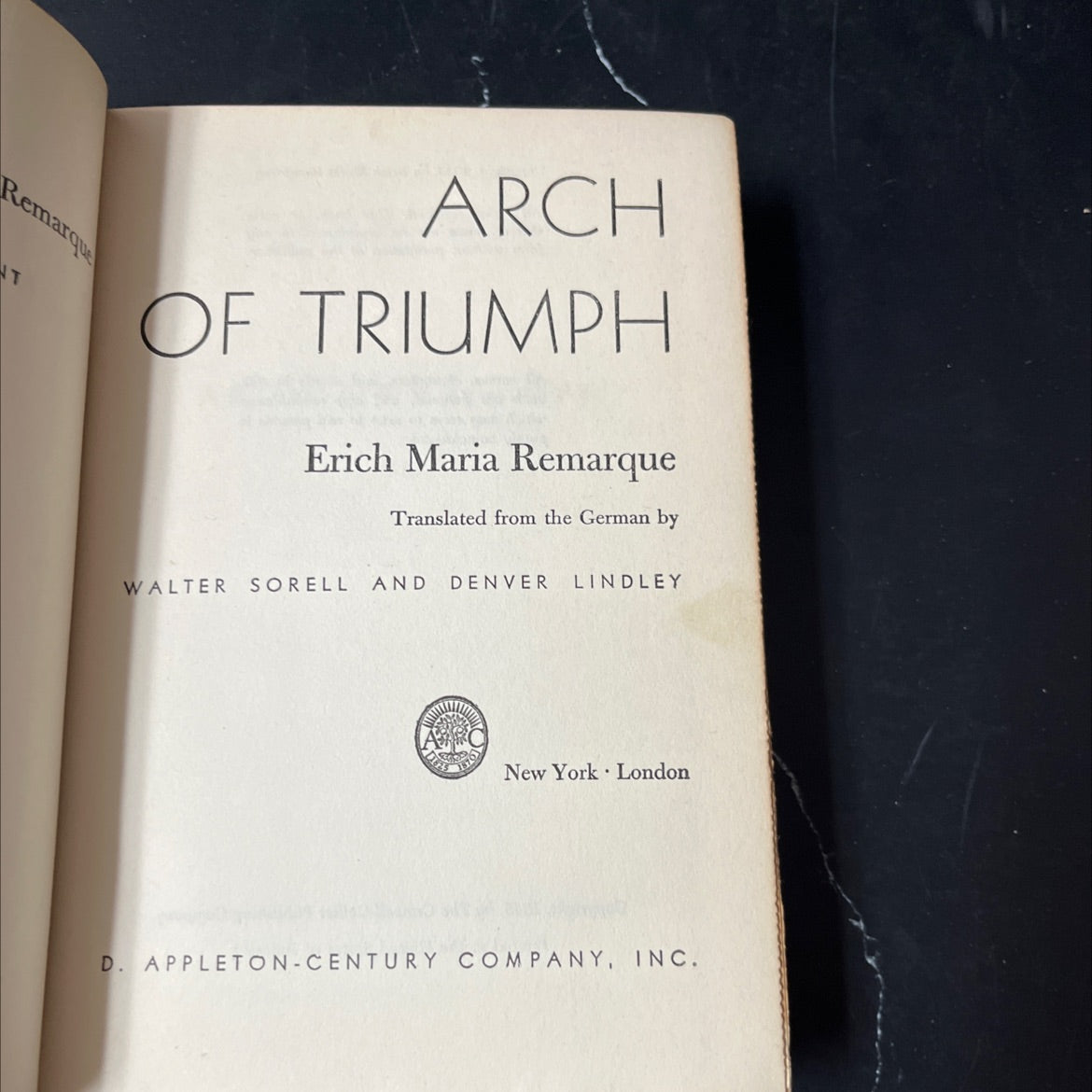 arch of triumph book, by Erich Maria Remarque, 1945 Hardcover, First Edition, Vintage image 2