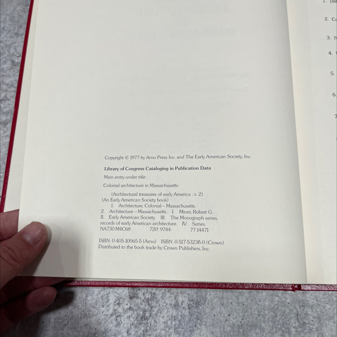 architectural treasures of early america colonial architecture in massachusetts book, by Robert G. Miner, 1977 Hardcover image 3