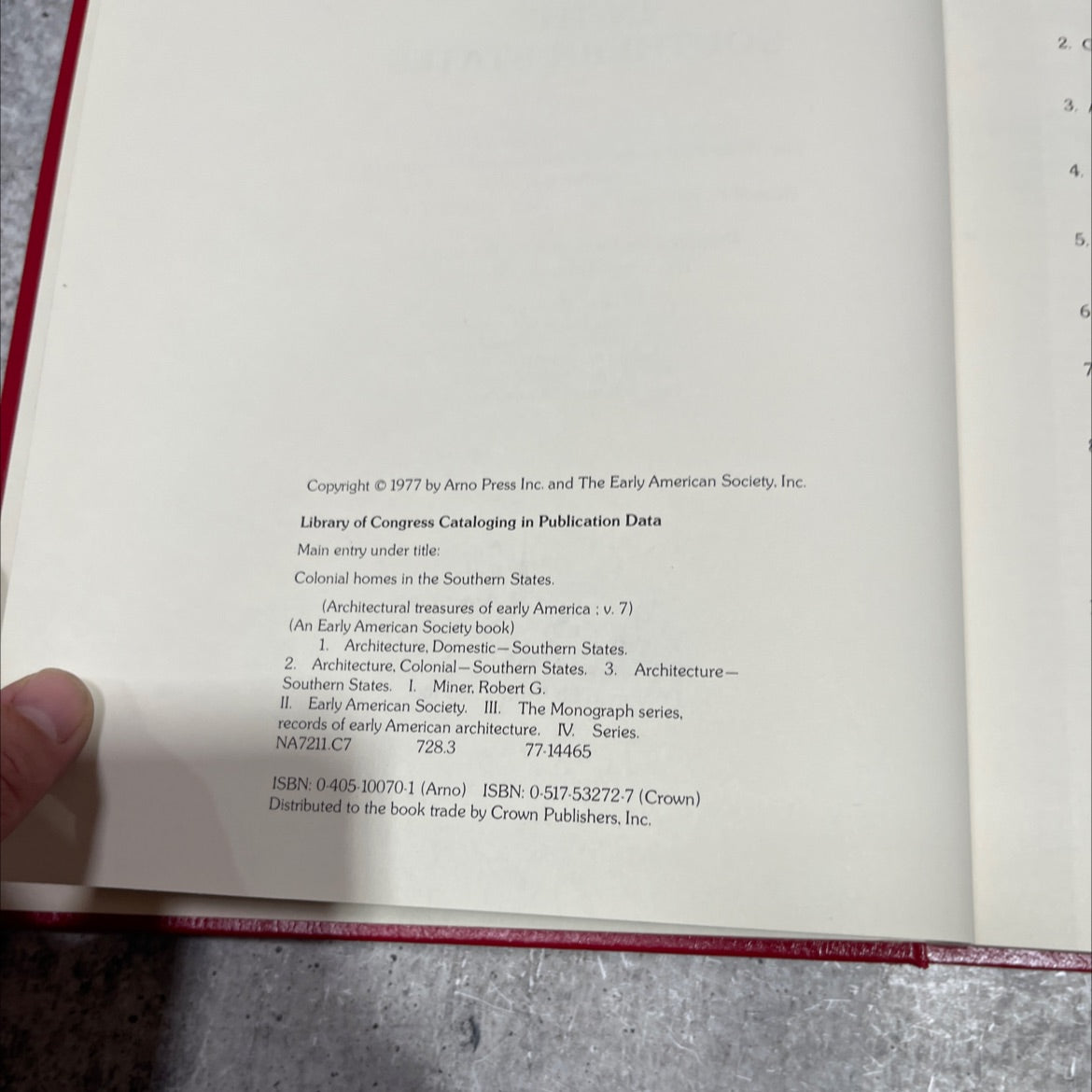 architectural treasures of early america colonial homes in the southern states book, by Robert G. Miner, 1977 Hardcover image 3