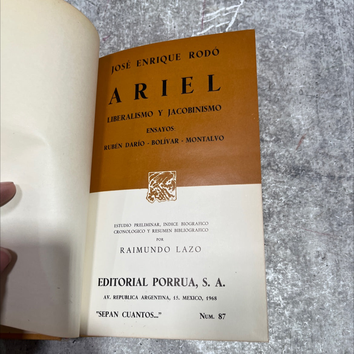 ariel, liberalism and jacobinism book, by josé enrique rodó, 1968 Hardcover image 3