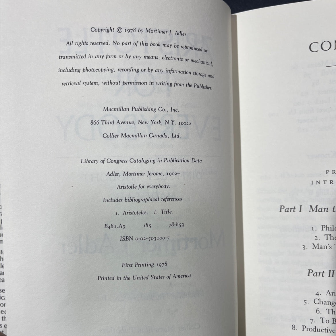 aristotle for everybody book, by Mortimer J. Adler, 1978 Hardcover image 3