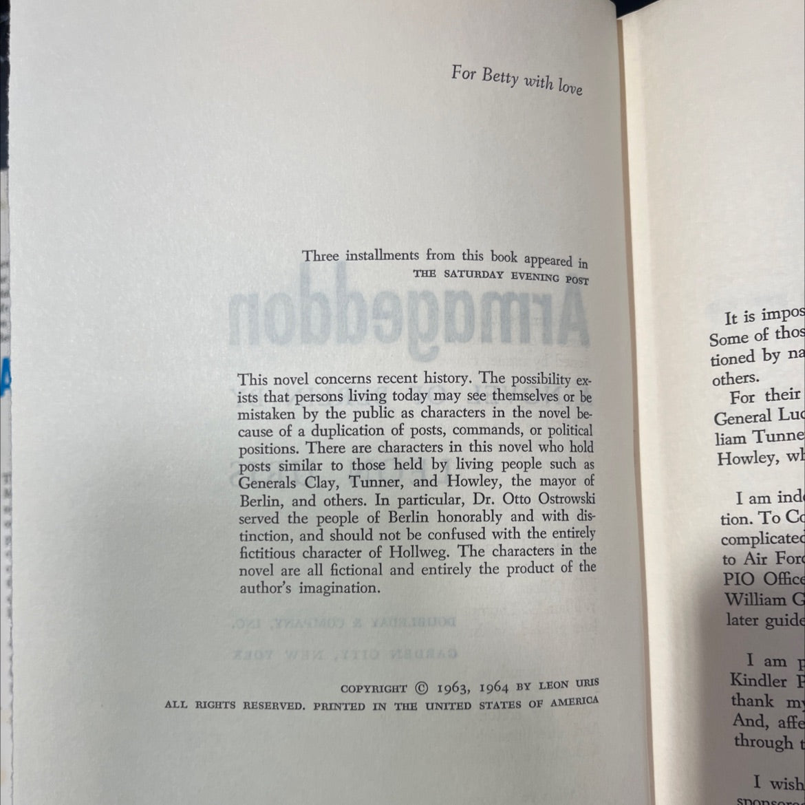 armageddon a novel of berlin book, by leon uris, 1964 Hardcover image 3