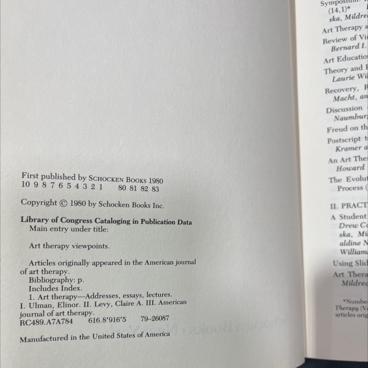 art therapy viewpoints book, by Elinor Ulman and Claire A. Levy, 1980 Hardcover image 3