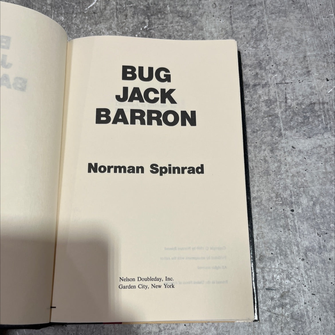 as bug jack barron book, by Norman Spinrad, 1969 Hardcover image 2