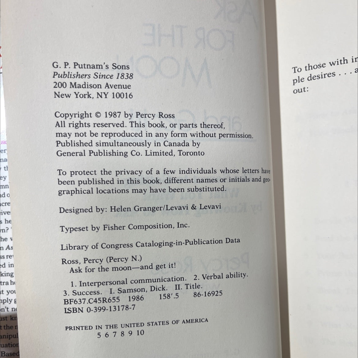 SIGNED ask for the moon-and get it! book, by percy ross, 1987 Hardcover image 3