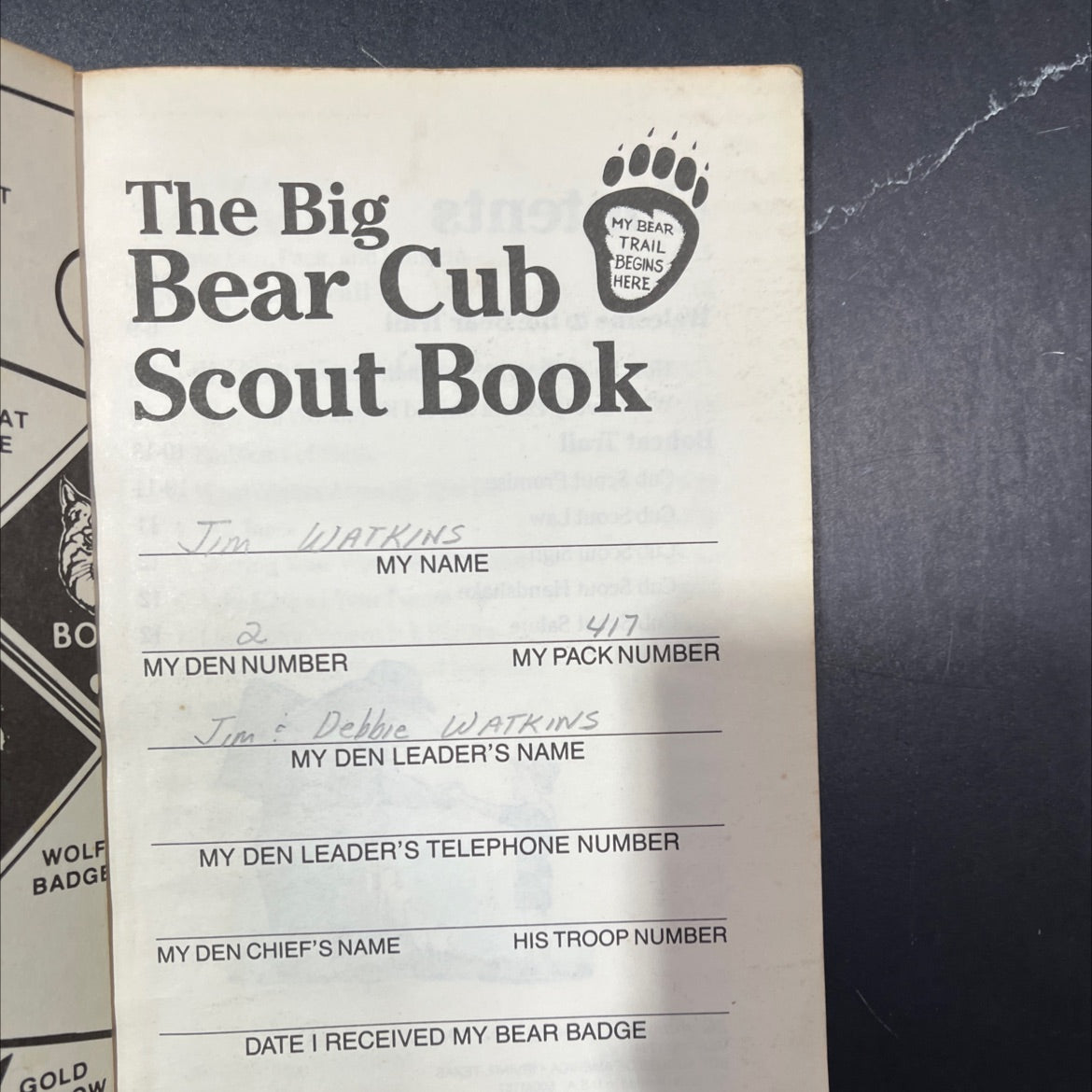 at e the big int bear cub my bear trail begins here scout book book, by Jim Watkins, 1984 Paperback image 2