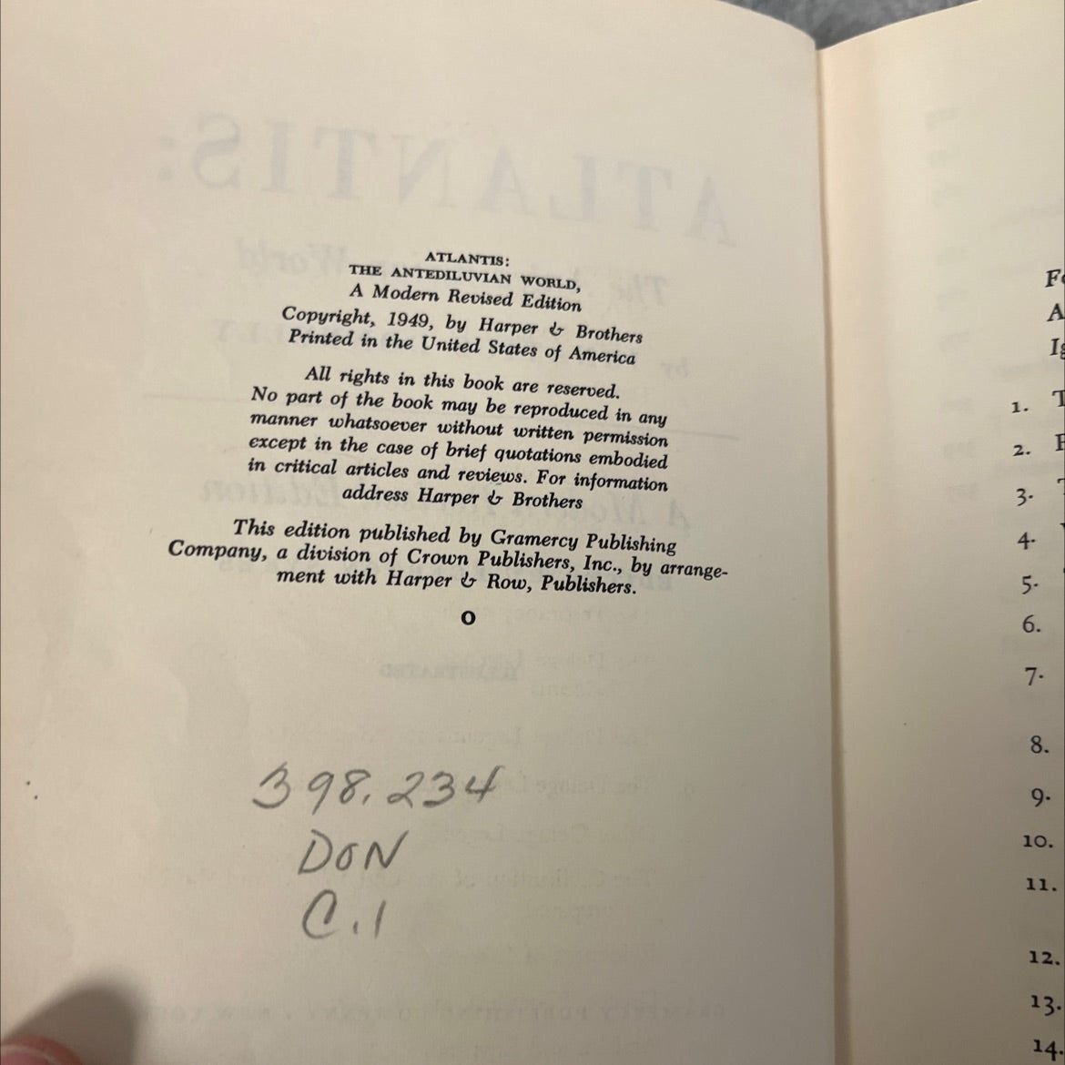 atlantis: the antediluvian world book, by ignatius donnelly, 1949 Hardcover image 3