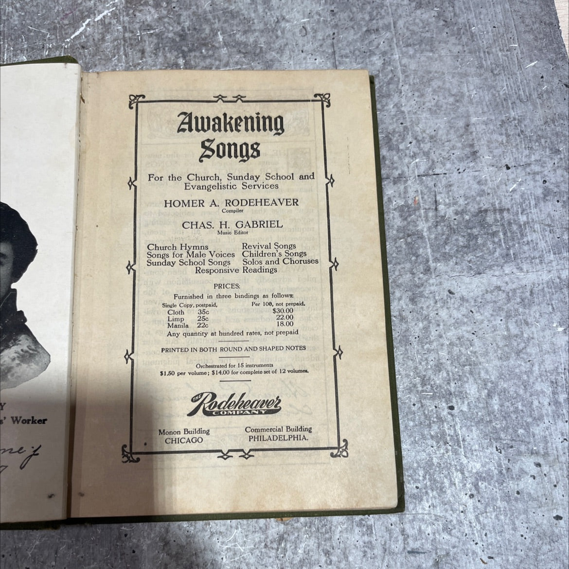 awakening songs for the church, sunday school and evangelistic services book, by homer a. rodeheaver, 1970 Hardcover image 2