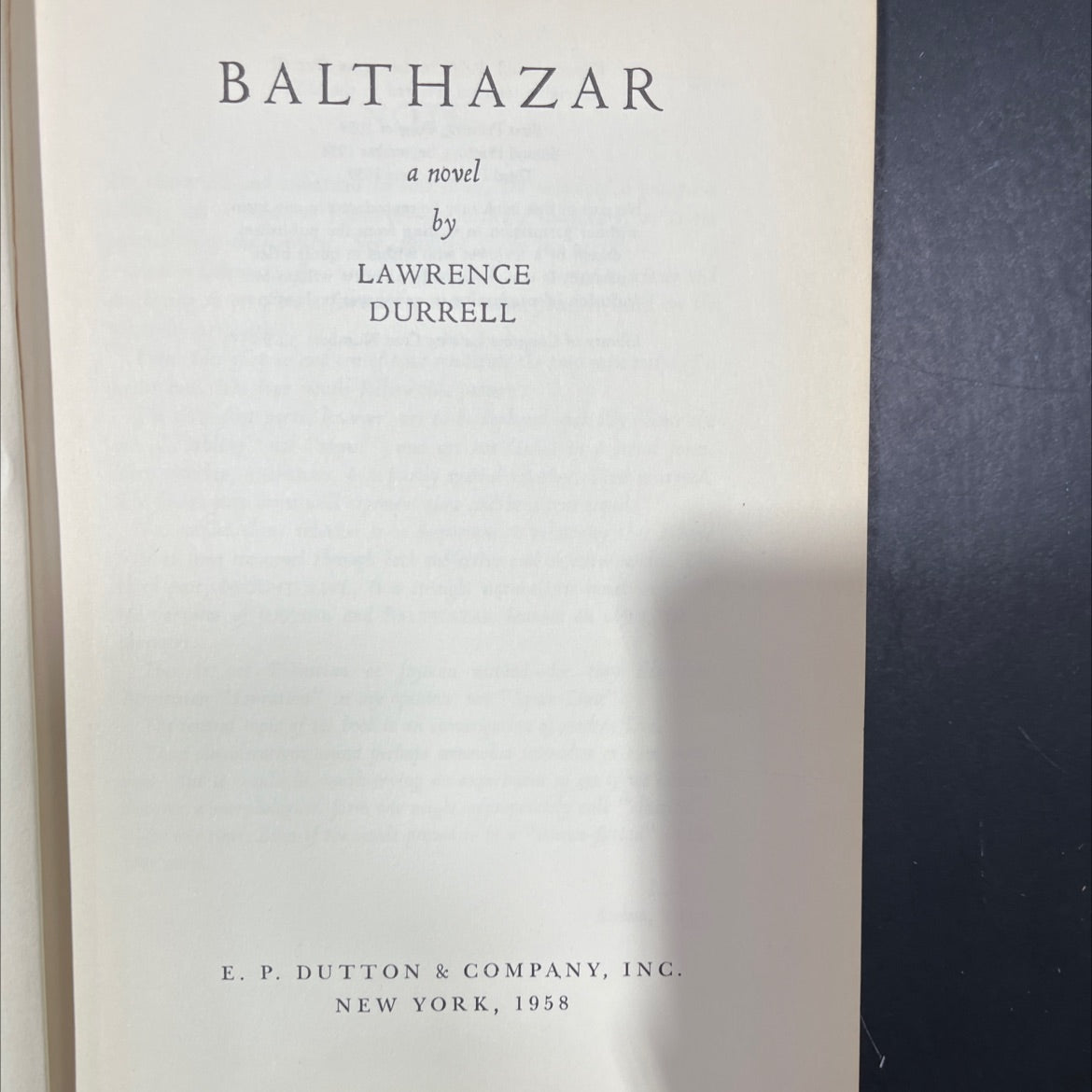 balthazar book, by lawrence durrell, 1958 Hardcover image 2