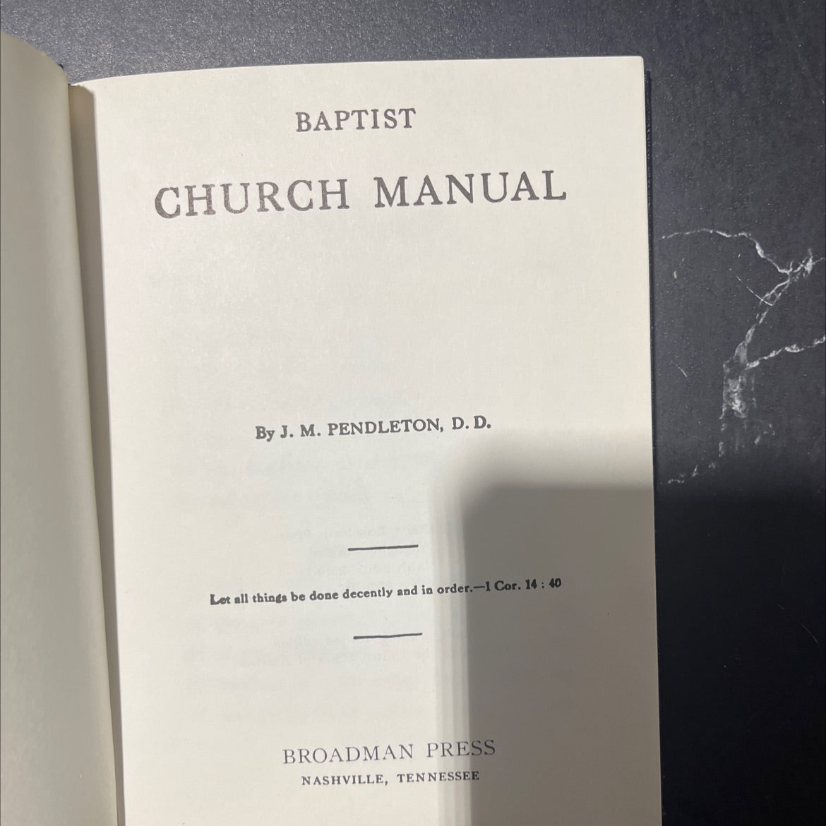 baptist church manual book, by j. m. pendleton, d. d., 1966 Hardcover image 2